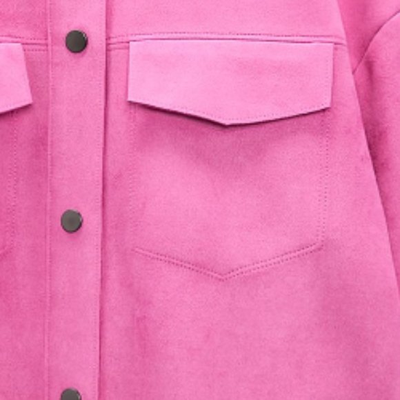 ZARA PINK FAUX SUEDE OVERSHIRT JACKET - Picture 6 of 11